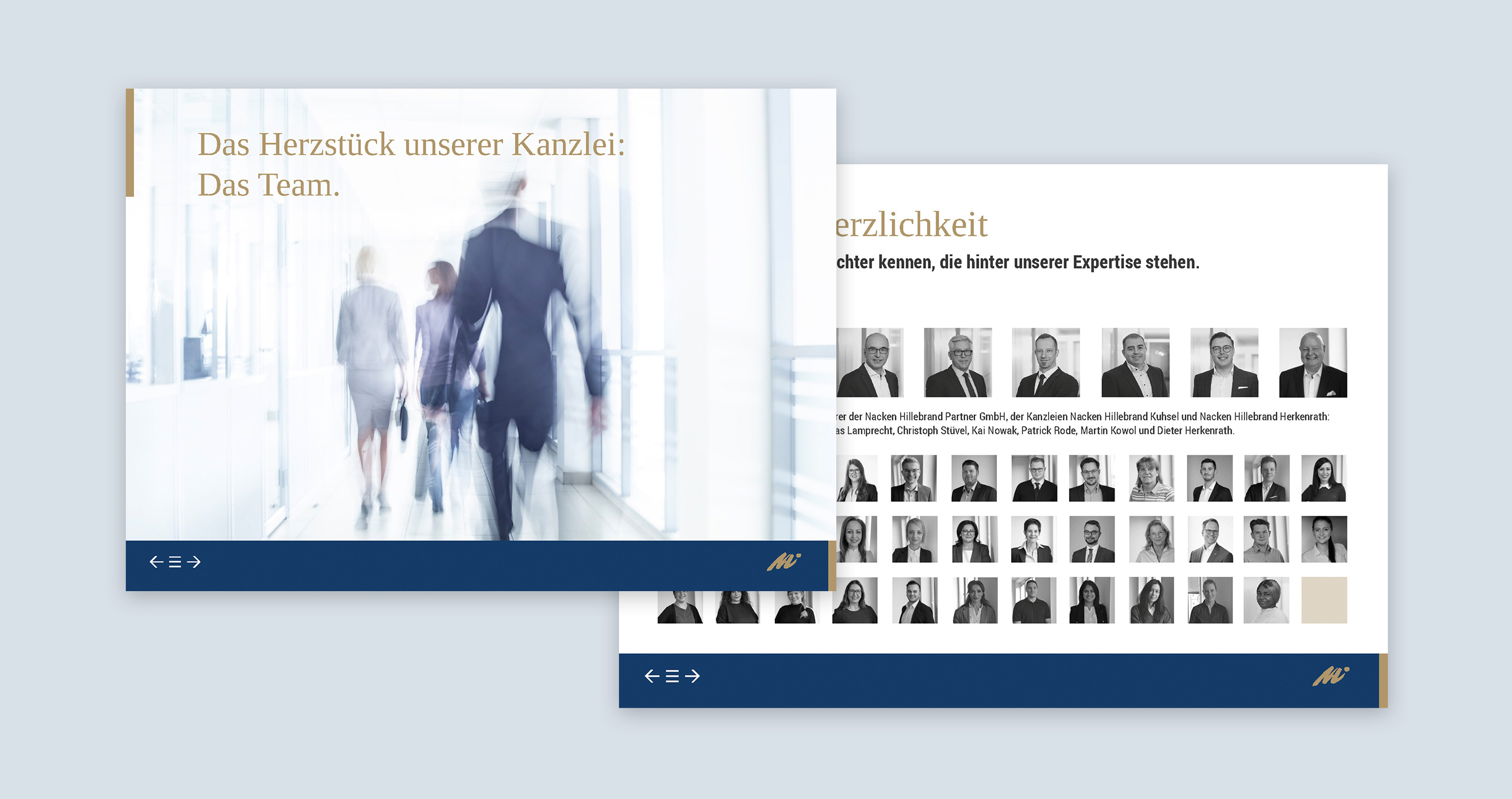 Das Team unserer Kanzlei, das Herzstück, präsentiert sich in einem modernen Büro mit dynamischen Bewegungen.