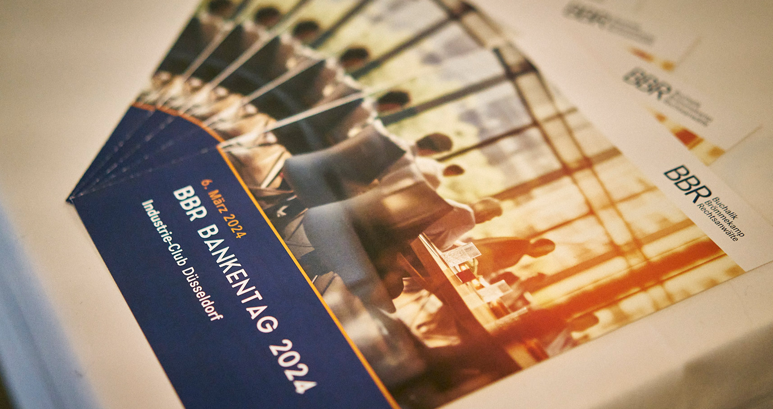 Ein Flyer für den BBR Bankentag 2024 im Industrie-Club Düsseldorf, der am 6. März stattfindet.
