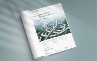 Professionelles Dokument mit Stadtansicht und Straßen, das Unterstützung und Partnerschaft in Krisenzeiten anbietet.